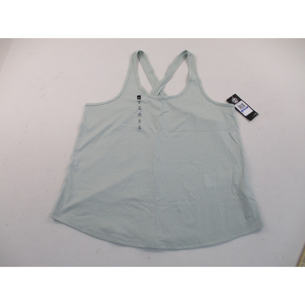 Under Armour Tank Top Women XL Green HeatGear Loose Fit Crisscross Back NWT
